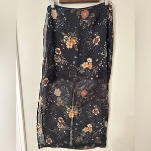 Floral Black Skirt